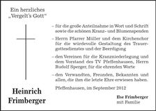 Traueranzeige Heinrich Frimberger