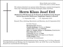 Traueranzeige Klaus Josef Ettl