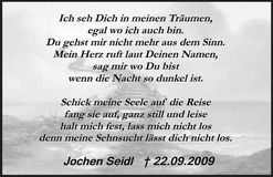 Traueranzeige Jochen Seidl