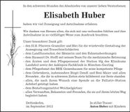 Traueranzeige Elisabeth Huber