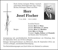 Traueranzeige Josef Fischer