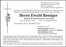 Traueranzeige Ewald Remiger