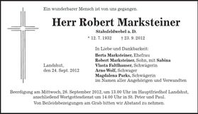 Traueranzeige Robert Marksteiner