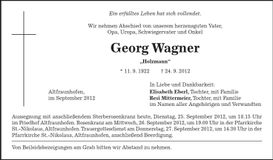Traueranzeige Georg Wagner