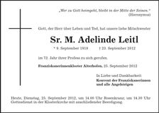 Traueranzeige M. Adelinde Leitl Sr.