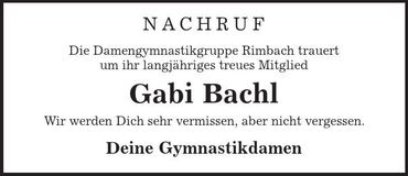 Traueranzeige Gabi Bachl
