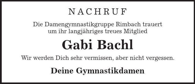 Traueranzeige Gabi Bachl