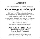 Traueranzeige Irmgard Scheupel
