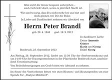 Traueranzeige Peter Brandl