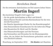 Traueranzeige Martin Ingerl