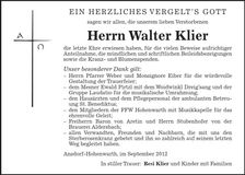 Traueranzeige Walter Klier
