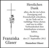 Traueranzeige Franziska Glaser