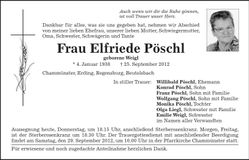 Traueranzeige Elfriede Pöschl