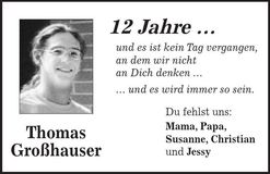 Traueranzeige Thomas Großhauser