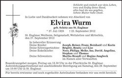 Traueranzeige Elvira Wurm
