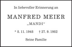 Traueranzeige Manfred Meier