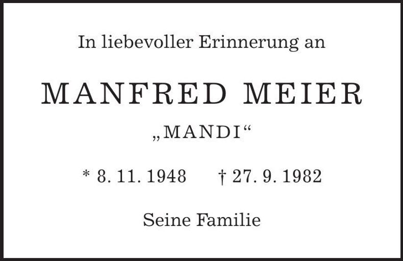 Traueranzeige Manfred Meier