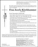 Traueranzeige Josefa Kirchhammer