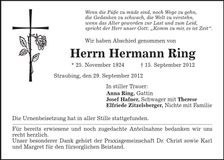 Traueranzeige Hermann Ring