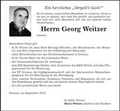 Traueranzeige Georg Weitzer
