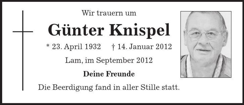 Traueranzeige Günter Knispel