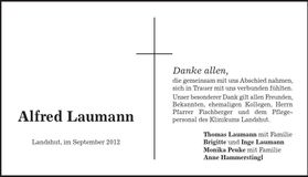 Traueranzeige Alfred Laumann