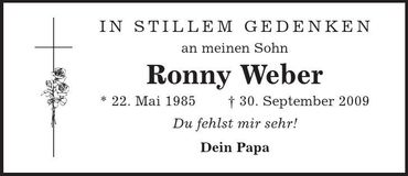 Traueranzeige Ronny Weber