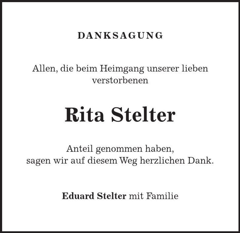 Traueranzeige Rita Stadler