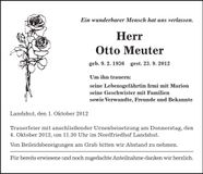 Traueranzeige Otto Meuter