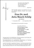 Traueranzeige Jutta Mauch-Schilp