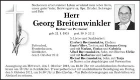 Traueranzeige Georg Breitenwinkler