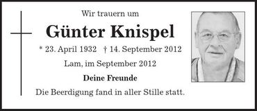 Traueranzeige Günter Knispel