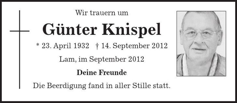 Traueranzeige Günter Knispel