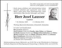 Traueranzeige Josef Lausser
