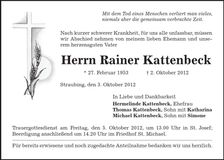 Traueranzeige Rainer Kattenbeck