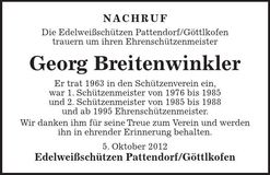 Traueranzeige Georg Breitenwinkler