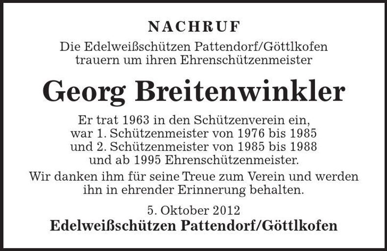Traueranzeige Georg Breitenwinkler