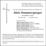Traueranzeige Alois Sommersperger