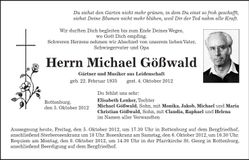 Traueranzeige Michael Gößwald