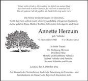 Traueranzeige Anette Herzum