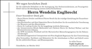 Traueranzeige Wendelin Englbrecht