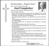 Traueranzeige Josef Gangkofner