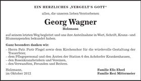Traueranzeige Georg Wagner