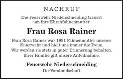 Traueranzeige Rosa Rainer