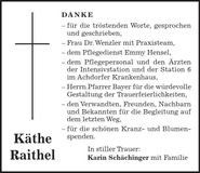 Traueranzeige Käthe Raithel