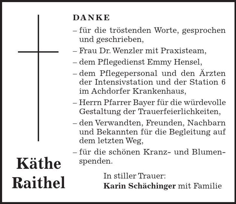 Traueranzeige Käthe Raithel