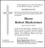 Traueranzeige Robert Marksteiner