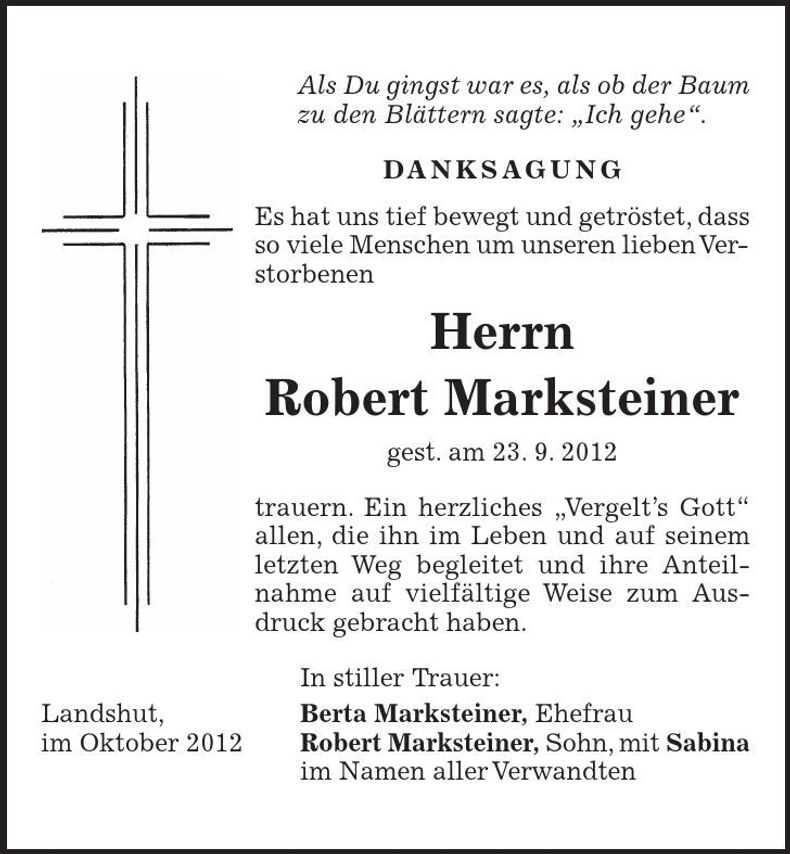 Traueranzeige Robert Marksteiner