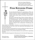 Traueranzeige Kreszenz Franz