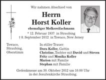 Traueranzeige Horst Koller